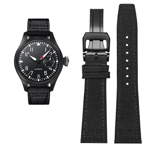 NZVCQVPU Hochdichte Nylon Cowide Watchband für IWC Pilot Portugal Watch Watch Gurt 20mm 21mm 22 mm Armband Schwarzer Armee Blaues Cowhide Handgelenksgürtel von NZVCQVPU