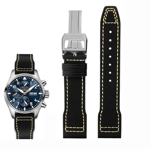 NZVCQVPU Hochdichte Nylon Cowide für IWC Mark Pilot Prinz Bertolo Portugal Faltschnalle Watchband 20 21mm Herrenarmband Nylon Cowhide Leder Uhrengurt von NZVCQVPU