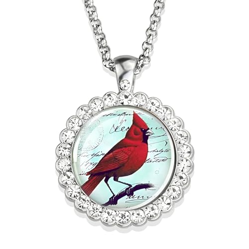 NZVCQVPU Hummingbird Halskette für Frauen und Männer, Hummingbird Halskette Kardinalvogelkunst Bild Glas Strass Anhänger Kette süßer Vogelschmuck, niedlicher Tierschmuck Urlaub von NZVCQVPU