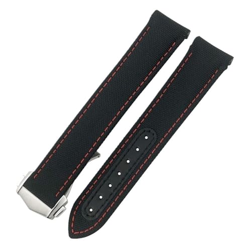 NZVCQVPU Klappschnalle Nylon Leder Uhrenband 20 mm für Omega Aqua Terra 150 GMT gebogene Ende Uhrengurt von NZVCQVPU