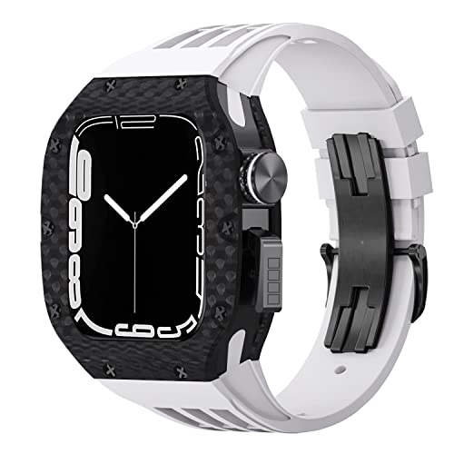 NZVCQVPU Kohlefaser -Titan -Uhr -Hülle Fluororubber Band Modifikation Kit ， für 8 7 6 5 4 SE 44mm 45 -mm -Serie Watch Ersatz Luxus Uhrengurt Kit Kit von NZVCQVPU