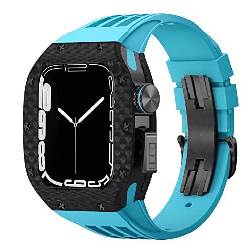 NZVCQVPU Kohlefaser -Titan -Uhr -Hülle Fluororubber Band Modifikation Kit ， für 8 7 6 5 4 SE 44mm 45 -mm -Serie Watch Ersatz Luxus Uhrengurt Kit Kit von NZVCQVPU