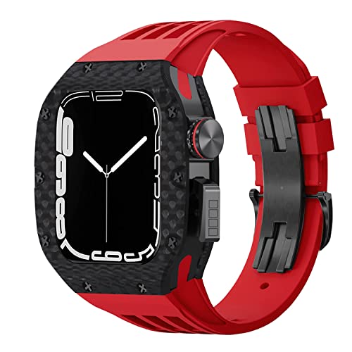 NZVCQVPU Kohlefaser -Titan -Uhr -Hülle Fluororubber Band Modifikation Kit ， für 8 7 6 5 4 SE 44mm 45 -mm -Serie Watch Ersatz Luxus Uhrengurt Kit Kit von NZVCQVPU