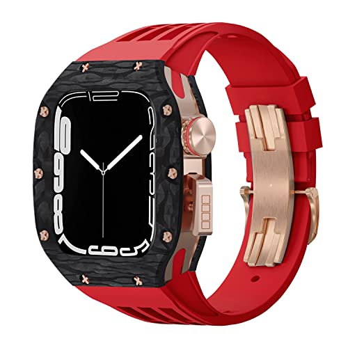 NZVCQVPU Kohlefaser -Titan -Uhr -Hülle Fluororubber Band Modifikation Kit ， für 8 7 6 5 4 SE 44mm 45 -mm -Serie Watch Ersatz Luxus Uhrengurt Kit Kit von NZVCQVPU