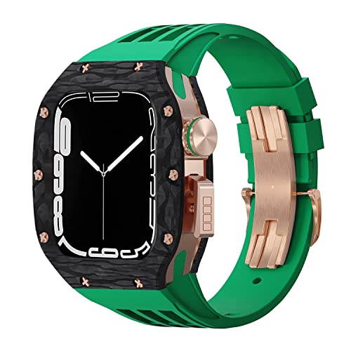 NZVCQVPU Kohlefaser -Titan -Uhr -Hülle Fluororubber Band Modifikation Kit ， für 8 7 6 5 4 SE 44mm 45 -mm -Serie Watch Ersatz Luxus Uhrengurt Kit Kit von NZVCQVPU