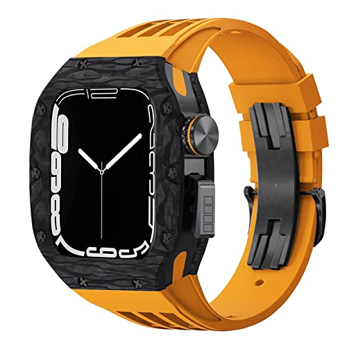 NZVCQVPU Kohlefaser -Titan -Uhr -Hülle Fluororubber Band Modifikation Kit ， für 8 7 6 5 4 SE 44mm 45 -mm -Serie Watch Ersatz Luxus Uhrengurt Kit Kit von NZVCQVPU