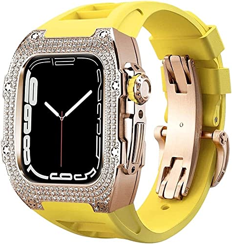 NZVCQVPU Luxus -Diamantabdeckung Gummi -Uhrengurt mit Verschluss , für SE 8 7 6 5 4 Serie, Fluoroelastomer -Band Edelstahlhülle , für iWatch 45 mm 44 mm Accessoires Change Accessoires NZVCQVPU Luxus -Diamantabdeckung Gummi -Uhrengurt mit Verschluss , für SE 8 7 6 5 4 Serie, Fluoroelastomer -Band Edelstahlhülle , für iWatch 45 mm 44 mm Accessoires Change Accessoires von NZVCQVPU