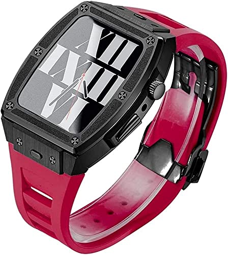 NZVCQVPU Luxus Edelstahlkoffer Gummi -Gurt -Mod -Kit für 45 mm 8 7, Männer Retrokit Premium Metal Case Fluororubber Band für iWatch 44mm 6 5 4 SE Accessoires NZVCQVPU Luxus Edelstahlkoffer Gummi -Gurt -Mod -Kit für 45 mm 8 7, Männer Retrokit Premium Metal Case Fluororubber Band für iWatch 44mm 6 5 4 SE Accessoires von NZVCQVPU