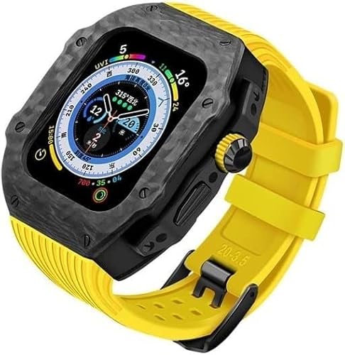 NZVCQVPU Luxus -Kohlefaser -Gehäuse -Modifikation Kit Silikongurt für Ultra 49mm DIY Fluor Gummi -Band für iWatch 8 7 6 5 4 Se 45mm 44mm Uhr Zubehör von NZVCQVPU