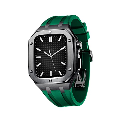 NZVCQVPU Military Protective Metal Case WatchBands For Series 7 SE 6 5 4 Silicone Strap Shockproof Bumper 45mm 44mm Watch Mod Kit Accessories von NZVCQVPU