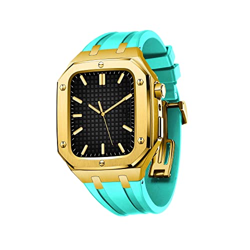 NZVCQVPU Military Protective Metal Case WatchBands For Series 7 SE 6 5 4 Silicone Strap Shockproof Bumper 45mm 44mm Watch Mod Kit Accessories von NZVCQVPU