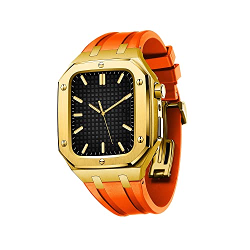 NZVCQVPU Military Protective Metal Case WatchBands For Series 7 SE 6 5 4 Silicone Strap Shockproof Bumper 45mm 44mm Watch Mod Kit Accessories von NZVCQVPU