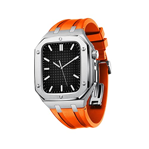 NZVCQVPU Military Protective Metal Case WatchBands For Series 7 SE 6 5 4 Silicone Strap Shockproof Bumper 45mm 44mm Watch Mod Kit Accessories von NZVCQVPU