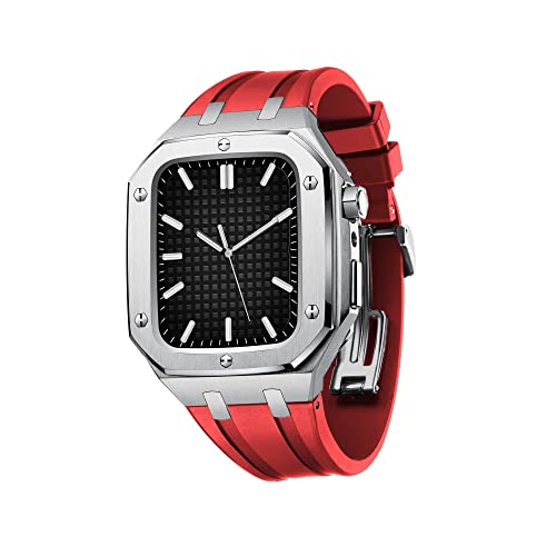 NZVCQVPU Military Protective Metal Case WatchBands For Series 7 SE 6 5 4 Silicone Strap Shockproof Bumper 45mm 44mm Watch Mod Kit Accessories von NZVCQVPU