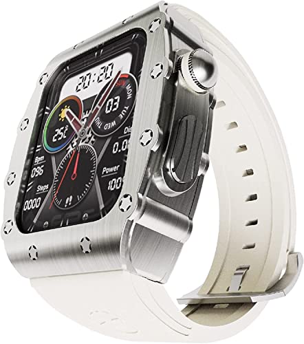 NZVCQVPU Mod Kit für 8 7 6 5 4 SE 44 45 mm mit Metallblasel Stoßstange und Fluorgummi, Luxusgummi -Gurt mit Edelstahlabdeckungsset , für iWatch -Legierungs -Uhr -Zubehör für Männer NZVCQVPU Mod Kit für 8 7 6 5 4 SE 44 45 mm mit Metallblasel Stoßstange und Fluorgummi, Luxusgummi -Gurt mit Edelstahlabdeckungsset , für iWatch -Legierungs -Uhr -Zubehör für Männer von NZVCQVPU