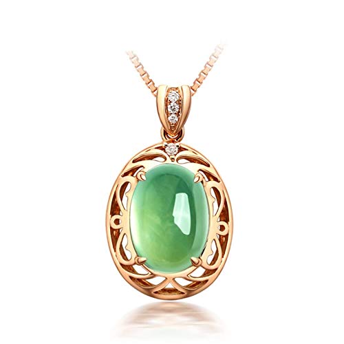 NZVCQVPU Necklace 750 Oval with Prehnite 4Ct Pendant Chain Rose for Women Mother Girlfriend von NZVCQVPU