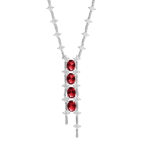 NZVCQVPU Necklace for Women, Created Ruby with Cubic Zirconia Elegant Gemstone Pendant with Chain 18 Inch von NZVCQVPU