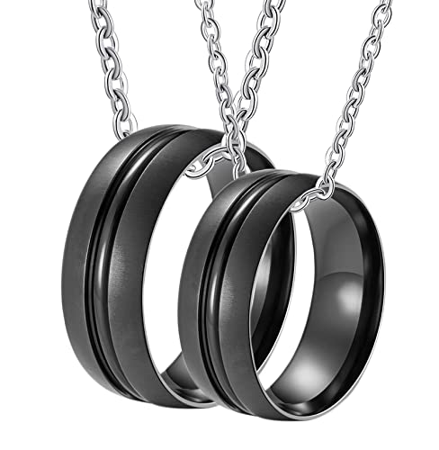 NZVCQVPU Paarringe, Ring für Paare schwarzer Edelstahl Personalisierten schwarzen gebürsteten Ring 8mm Versprechen Geschenk für Männer von NZVCQVPU
