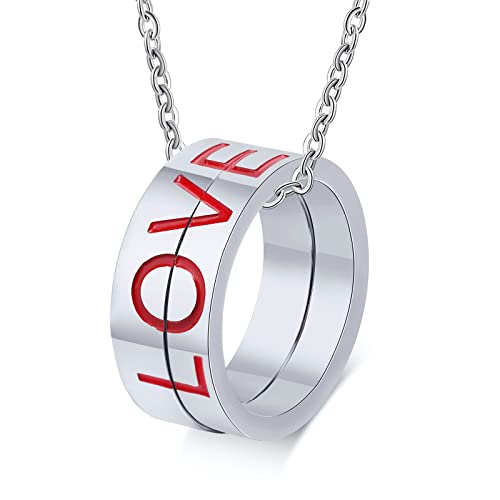 NZVCQVPU Personalisierte Halskette für Männer, passendes Paar-Halsketten-Set, Edelstahl, Puzzle, Ring, Liebe, mit Emaille, Einheitsgröße, Standard, Standard von NZVCQVPU