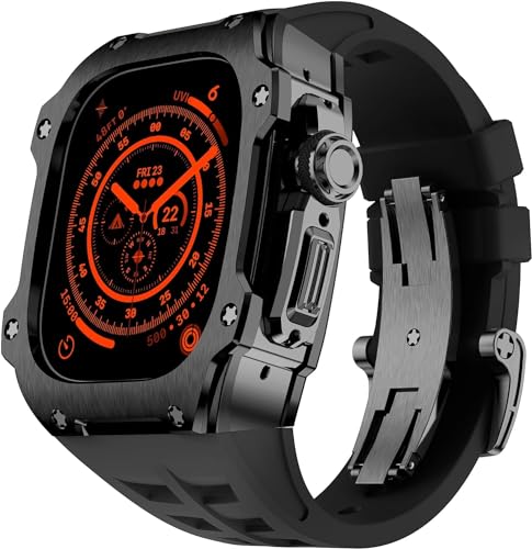 NZVCQVPU RM Style Stainless Steel Watch Case Rubber Band Mod Kit，For Ultra 2 49MM，Men Women Sport Rubber Watch Band Modification Kit Bracelet Accessories von NZVCQVPU