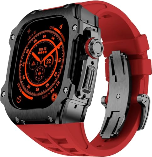 NZVCQVPU RM Style Stainless Steel Watch Case Rubber Band Mod Kit，For Ultra 2 49MM，Men Women Sport Rubber Watch Band Modification Kit Bracelet Accessories von NZVCQVPU