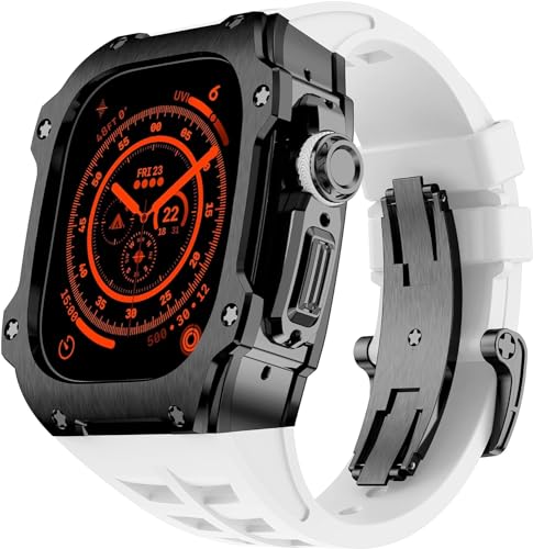 NZVCQVPU RM Style Stainless Steel Watch Case Rubber Band Mod Kit，For Ultra 2 49MM，Men Women Sport Rubber Watch Band Modification Kit Bracelet Accessories von NZVCQVPU