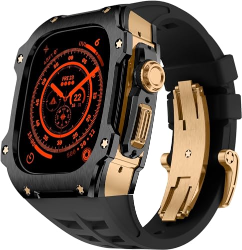 NZVCQVPU RM Style Stainless Steel Watch Case Rubber Band Mod Kit，For Ultra 2 49MM，Men Women Sport Rubber Watch Band Modification Kit Bracelet Accessories von NZVCQVPU