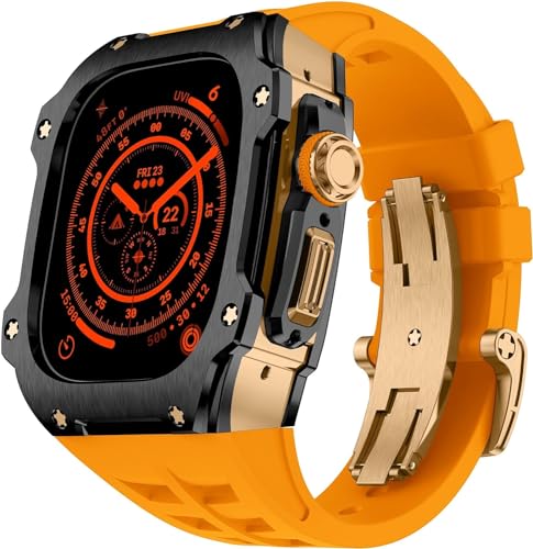 NZVCQVPU RM Style Stainless Steel Watch Case Rubber Band Mod Kit，For Ultra 2 49MM，Men Women Sport Rubber Watch Band Modification Kit Bracelet Accessories von NZVCQVPU