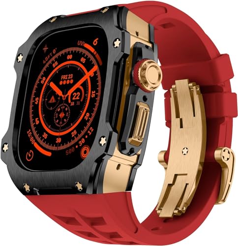 NZVCQVPU RM Style Stainless Steel Watch Case Rubber Band Mod Kit，For Ultra 2 49MM，Men Women Sport Rubber Watch Band Modification Kit Bracelet Accessories von NZVCQVPU
