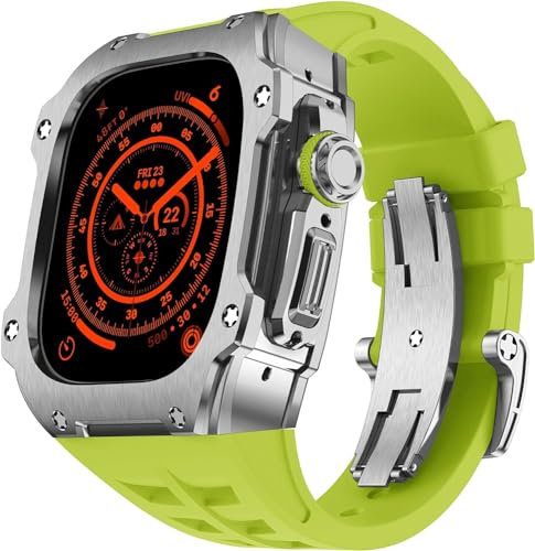 NZVCQVPU RM Style Stainless Steel Watch Case Rubber Band Mod Kit，For Ultra 2 49MM，Men Women Sport Rubber Watch Band Modification Kit Bracelet Accessories von NZVCQVPU