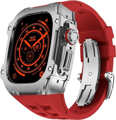 NZVCQVPU RM Style Stainless Steel Watch Case Rubber Band Mod Kit，For Ultra 2 49MM，Men Women Sport Rubber Watch Band Modification Kit Bracelet Accessories von NZVCQVPU