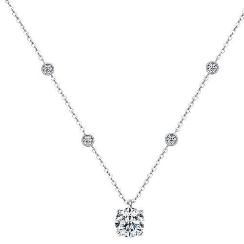 NZVCQVPU Real D Color 8mm 2 Carat Moissanite Pendant Necklace For Women Wedding Gift 100% S Sterling Silver Jewelry von NZVCQVPU