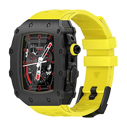 NZVCQVPU Rubber Uhrengurt Metallkoffer Assembler-Kit ， für 9 8 7 45mm 6 5 4 Se 44mm Uhr Ersetzen Sie Anti-Fall Cool Sport Armband Männer Frauen Fashion Watch Band Set von NZVCQVPU