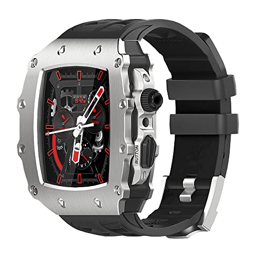 NZVCQVPU Rubber Uhrengurt Metallkoffer Assembler-Kit ， für 9 8 7 45mm 6 5 4 Se 44mm Uhr Ersetzen Sie Anti-Fall Cool Sport Armband Männer Frauen Fashion Watch Band Set von NZVCQVPU