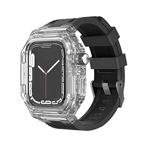 NZVCQVPU Rubber Watch Band Transparent Watch Case Modification Kit ， für 8 7 45 mm 41 mm 6 SE 5 44mm 40mm Serie UPGRADE UND WATCH -GETRIEBEN -Armband Ersetzen von NZVCQVPU