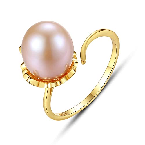 NZVCQVPU -S -plattierter Ring, mit 10-11 mm Süßwasserperlengelenksring, (lila One -Größe) von NZVCQVPU