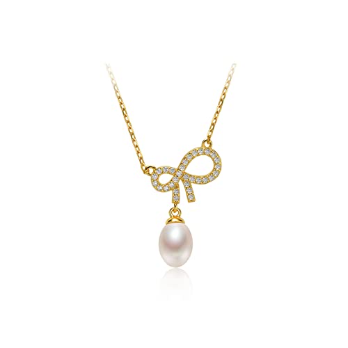 NZVCQVPU Schmuck/Halsketten S925 Süßwasserperle Anhängerkette 6-7mm weiße Drop-förmige Mode Halskette für Damen Juwely Geschenke Frauenanhänger von NZVCQVPU