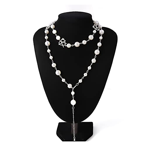 NZVCQVPU Schmuck/Halsketten simulierte Perle Choker Hohlkristall Halskette für Frauen Lange Quasten Halsketten Hochzeit Mode Schmuck Frauenanhänger für Frauen von NZVCQVPU
