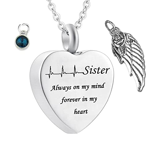NZVCQVPU Sister, Zirconia Necklaces for Women Steel Sister Always on My Mind... for Men with Funnel Kit & Bag von NZVCQVPU