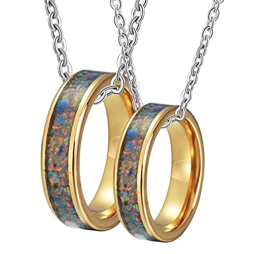 NZVCQVPU Stahlkreis, personalisierter Ring 8mm Ring Inlay Metall Halsketten von NZVCQVPU