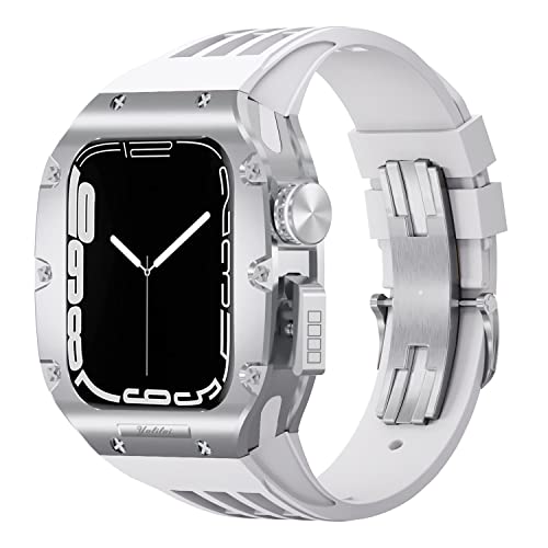 NZVCQVPU Titaniumlegierung Watch Case Gurt Mod Kit ， für 6 5 4 Se 44mm Modification Legierung Rahmen Gummi -Band ， für die iWatch -Serie 8 7 45mm von NZVCQVPU