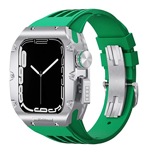 NZVCQVPU Titaniumlegierung Watch Case Gurt Mod Kit ， für 6 5 4 Se 44mm Modification Legierung Rahmen Gummi -Band ， für die iWatch -Serie 8 7 45mm von NZVCQVPU
