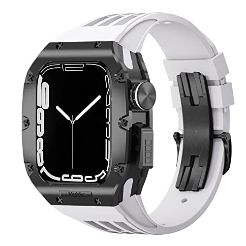 NZVCQVPU Titaniumlegierung Watch Case Gurt Mod Kit ， für 6 5 4 Se 44mm Modification Legierung Rahmen Gummi -Band ， für die iWatch -Serie 8 7 45mm von NZVCQVPU