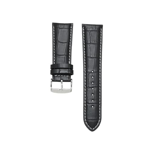 NZVCQVPU Uhrengurt 22mm 23 24 26mm 28mm Uhrenband Pin Clasp Herren Armband Uhrenband Alligator Getreide (schwarz weiß schwarz, 18mm) von NZVCQVPU