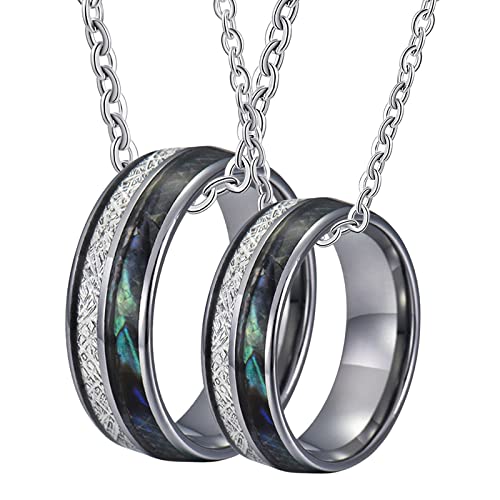 NZVCQVPU Versprechen für Stahl, benutzerdefinierte Anhänger 8mm Ring -Inlay -Schale und Metallkette von NZVCQVPU