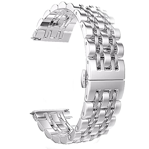 NZVCQVPU Wachgurt Schnellgurt Edelstahlgurt für 20 mm 22 mm Schmetterling Schnalle abnehmbares massives Metall Armband Armband von NZVCQVPU