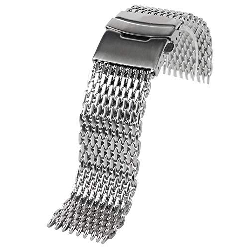 NZVCQVPU Wachgurt Silber 18 mm/20 mm/22 mm/24mm Band Edelstahl -Maschen -Uhrenband -Gurtarmband Armband von NZVCQVPU