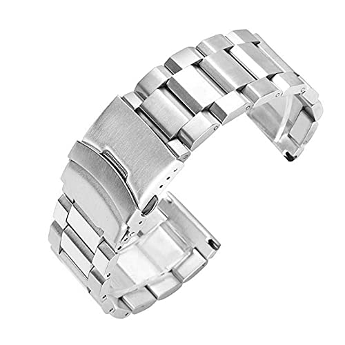NZVCQVPU Wachgurt mattes Metall -Metall -Edelstahl -Armband -Armband 18 mm20mm22mm24mm Doppelschnalle schwarz, Rose, von NZVCQVPU