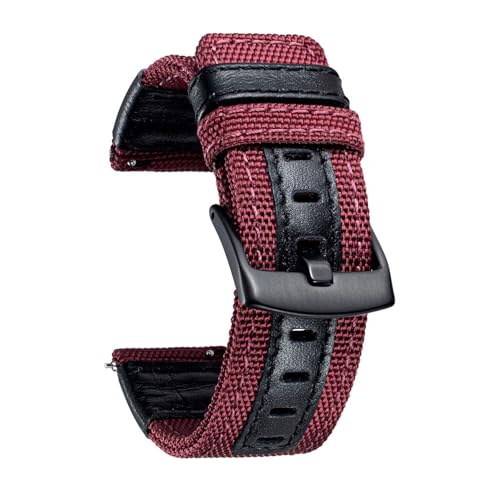 NZVCQVPU Watch Bands klassischer Leinwandstoff mit echtem Leder Hybrid Uhren Armband Armband mit schwarzen Schnalle 18/20/22mm von NZVCQVPU