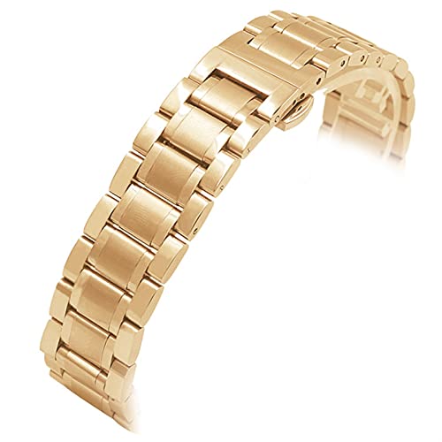 NZVCQVPU Watch Gurt Business Watch Band 14mm 18 mm 20 mm 22 mm 24 mm Edelstahl Metallarmband Schwarz Rose von NZVCQVPU